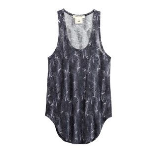 NWT Isabel Marant for H&M Blue Linen Feather Print Tank Size 12